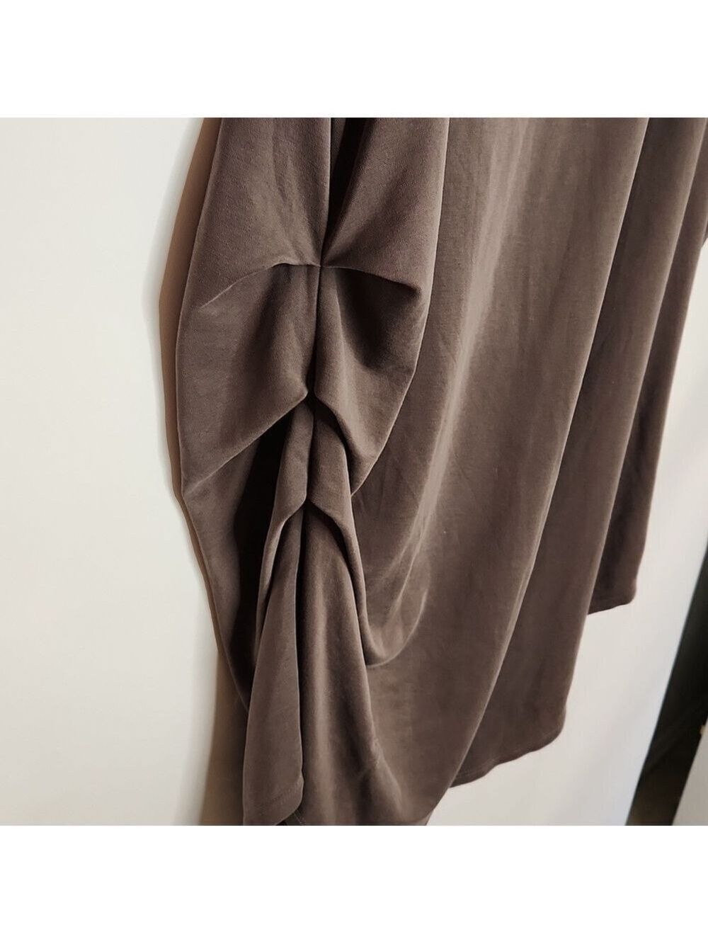 Lisa Bayne Lenzing Modal Shift Dress Taupe XXL Side Ruched Long Sleeve Lagenlook - Picture 11 of 16